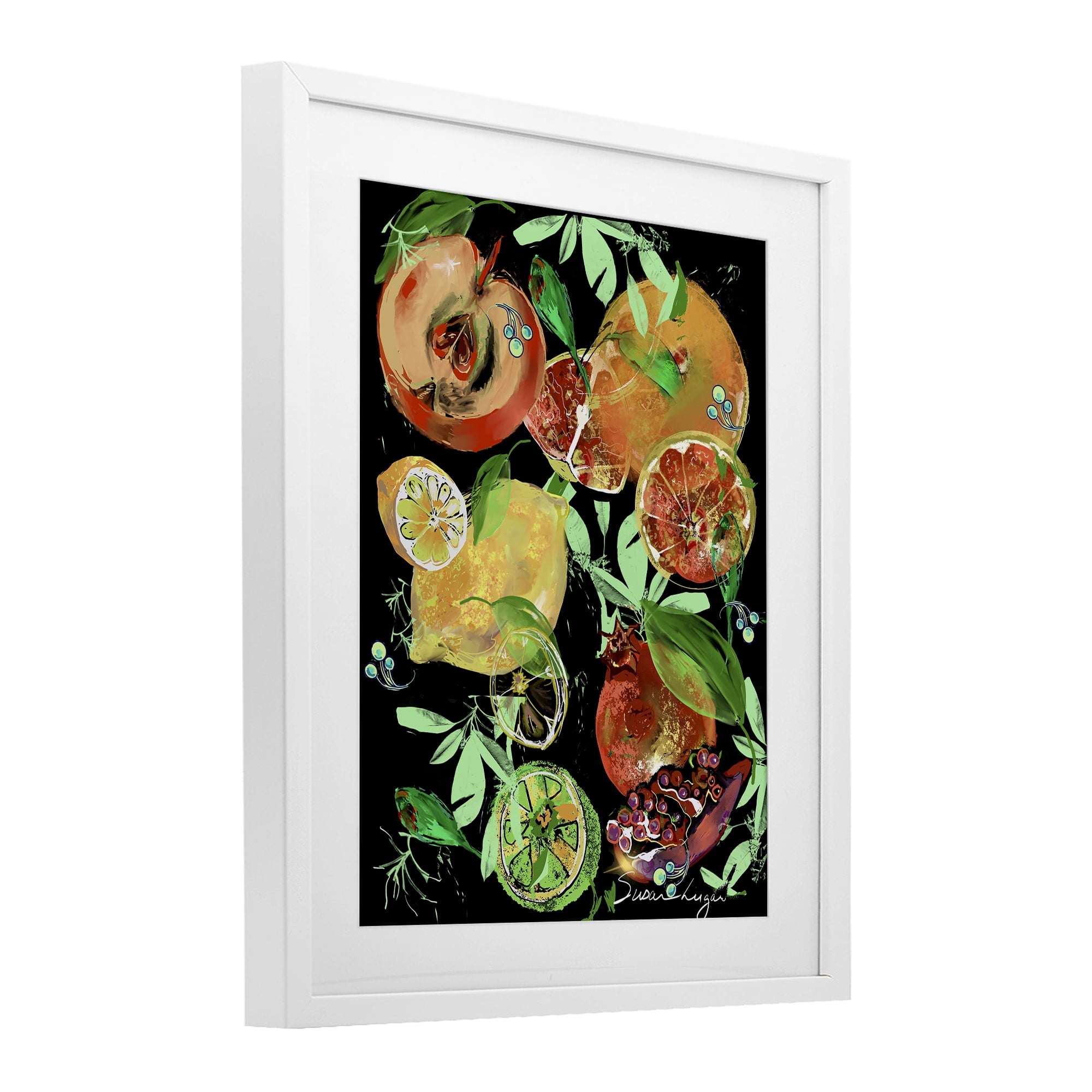Stupell Industries Fruit Medley Combo White Framed Print Under Glass, design by Susan Lugar