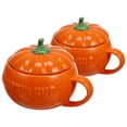 thumbnail image 5 of Tazas creativas de calabaza, tazas de cerámica con tapas para Halloween, 2 unidades (naranja), 5 of 5