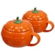 thumbnail image 4 of 2 tazas de cerámica creativas con forma de calabaza para Halloween con tapa (naranja), 4 of 6