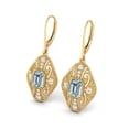 thumbnail image 2 of 8X6 MM Emerald Cut Blue Topaz 925 Silver Gold Vermeil Dangle Mother's Day Gift Women Earring, 2 of 4