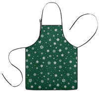 Green Christmas Snowflake Pattern Kids Aprons for Girls and Boys,Adjustable Neck Strap Toddler Aprons for Kids Cooking Baking