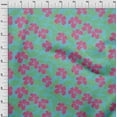 thumbnail image 3 of oneOone Tissu Polyester Lycra Bleu Turquoise Feuilles & Fleurs Matériel de Robe Tissu Imprimé Tissu au Mètre 56 Pouces de Large, 3 of 4