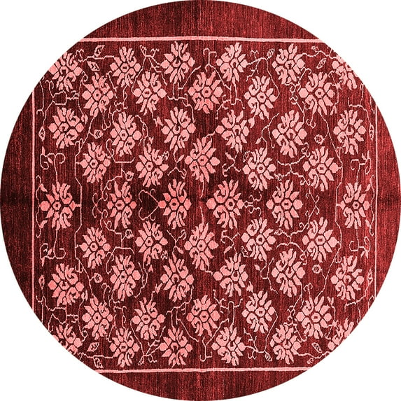 Ahgly Company Indoor Round Oriental Red Industrial Area Rugs, 4' Round