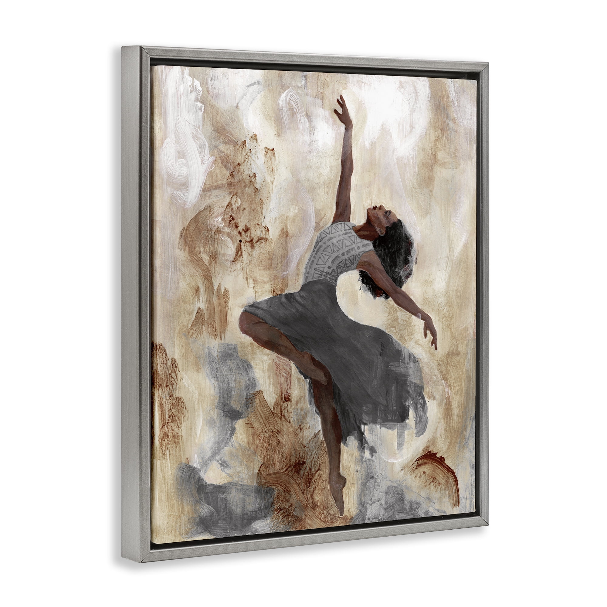 Stupell Industries Rustic Dancing Woman Novelty Painting Gray Floater Framed Art Print Wall Art, 25 x 31