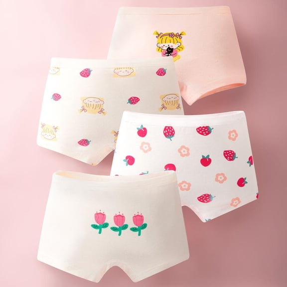 Bxsruta Girls Cotton Brief Underwear 4 Pack Soft Breathable Tagfree Panties Sizes 1-14 Years
