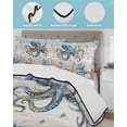 thumbnail image 4 of Quilts Twin Size Bedding Set, Octopus Coastal Lightweight Quilted Comforter, Summer Beach Coral Starfish Blue Grey Soft Reversible Bedspread Coverlet with Pillow Covers for All Season, 68" x 86", 4 of 7