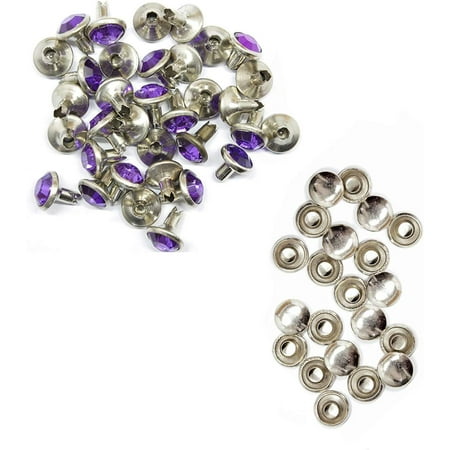 

Trimming Shop 8mm Purple Crystal Rivets Diamante Acrylic Rhinestone Studs with Pins for DIY Leathercrafts Clothing Decoration Arts & Crafts Projects Purses Embellishment 50pcs