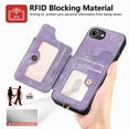 thumbnail image 4 of Dteck for iPhone 16e Case Wallet,Card Holder Case with Screen Protector,Folio Cover with RFID Blocking PU Leather Shockproof Phone Case with Rotatable Ring Stand Wrist Strap for iPhone 16e 2025,Purple, 4 of 9