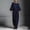 #9Navy, variant on Women's Office Business Casual 2 Piece Outfits, Minimalist Batwing Sleeve Top & High Waist Pleated Wide Leg Pants Set for Women Work Daily Commute Wear
