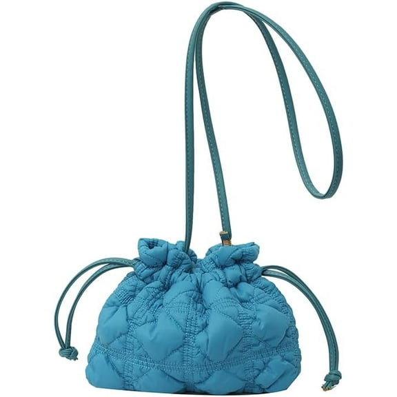 HLSOHJP Quilted Bags Mini Puffer Crossbody Bag Puffy Purse for Women Drawstring Clutch Bag Small Shoulder Purse