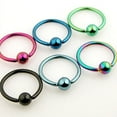 thumbnail image 3 of 14G (1.6MM) Anodized Titanium Over Surgical Steel 9.5MM Captive Bead CBR/Hoop Ring (5 Colors) A/1/3/CBR-1/12, 3 of 3