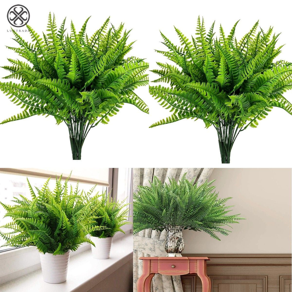 Luxtrada 2/1PCS Artificial Boston Fern Plants Bushes Artificial Shrubs