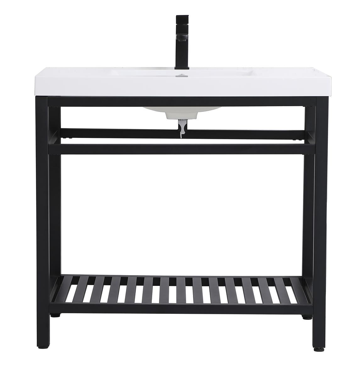36 inch Single Bathroom Metal Vanity in Black