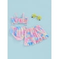 thumbnail image 4 of Bagilaanoe Toddler Baby Girls Swimsuits 3 Piece Bikinis Set Print Camisole Bra + Shorts + Ruffle Skirt 9M 12M 18M 24M 3T 4T Kids Swimwear Bathing Suit Beachwear, 4 of 9