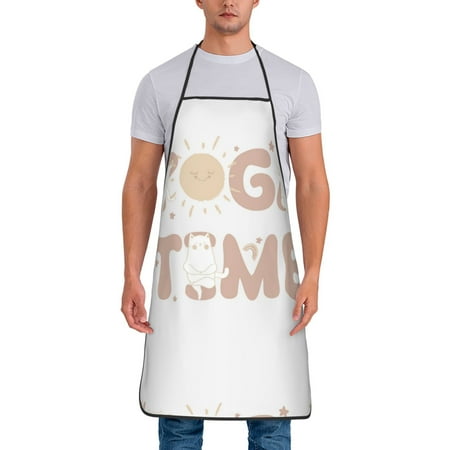 

Jgfou Cat Yoga Time Print Anti-fouling Apron for Men Women Waterproof Oil-Proof Kitchen Apron with Adjustable Straps Pocket and No-Pill No-Fade Fabric