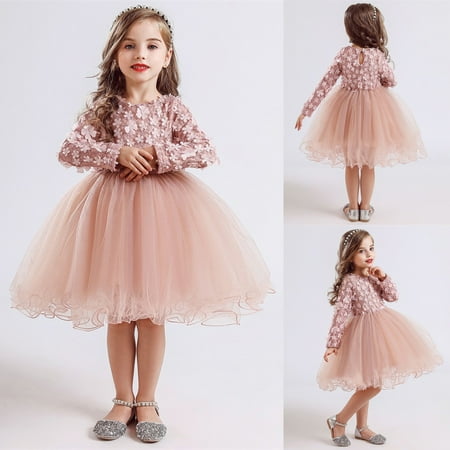 

Gotyou Girl s Lace Floral Dress Toddler Kids Long Sleeve Party Pageant Gown Dresses