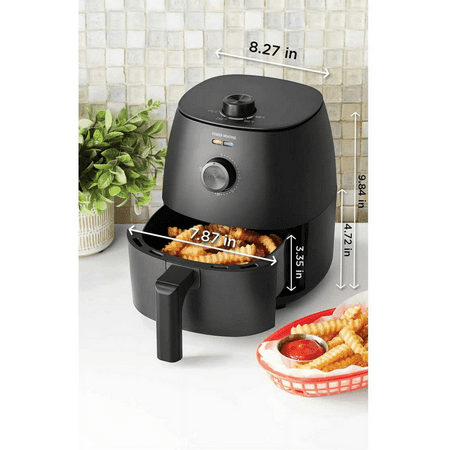 Mainstays 2.2 Qt Air Fryer in Arctic Black with Non-Stick Basket