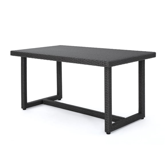 GDF Studio Avianna Outdoor Wicker Dining Table, Gray