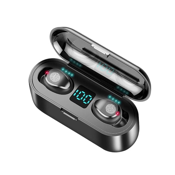 Bearachild Auriculares Bluetooth 5.0 Auriculares inalámbricos verdaderos HIFI Reducción de ruido Auriculares intrauditivos Emparejamiento automático Cables de audio/vídeo negro