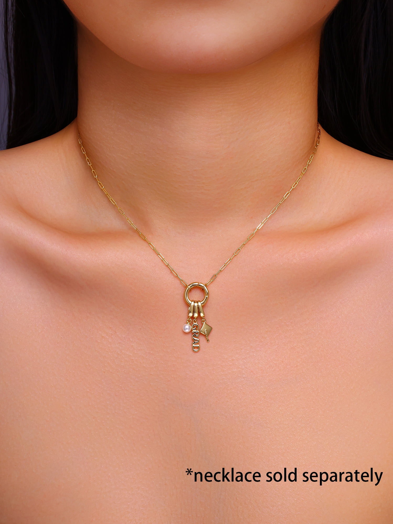 Brilliance Fine Jewelry Simulated Diamonds Graduate Charm Set in 14KT Gold Plated Sterling Silver