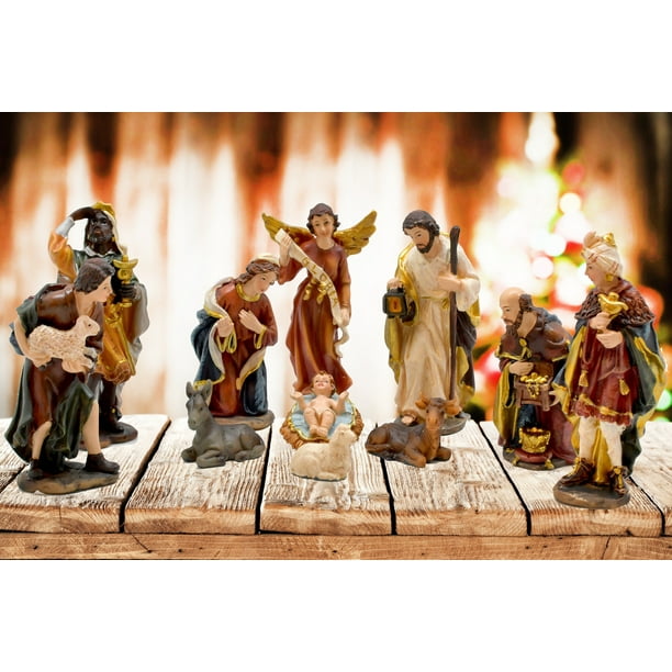 Christmas Nativity Set Scene Figures Polyresin Figurines Baby Jesus