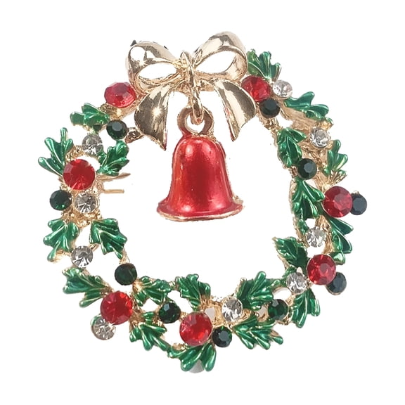 DESIGNICE Christmas Brooch, Holiday Accessories, Festive Pin, Xmas Jewelry, Wreath Design Brooch, Perfect for Parties and Gatherings