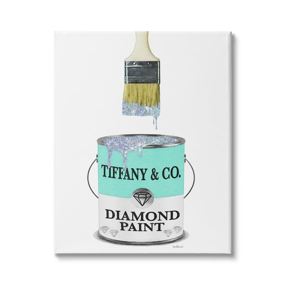 Stupell Industries Fashion Blue Diamond Paint Glam Paintbrush Designer Style, 16 x 20, Design by Amanda Greenwood