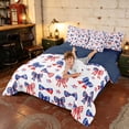 thumbnail image 4 of Manfei Watercolor Bow Stars Full Size Bedding Sets, USA Flag Stripe Full Size Bed in a Bag, Red Blue White, Navy Reversible 7pcs, 4 of 6