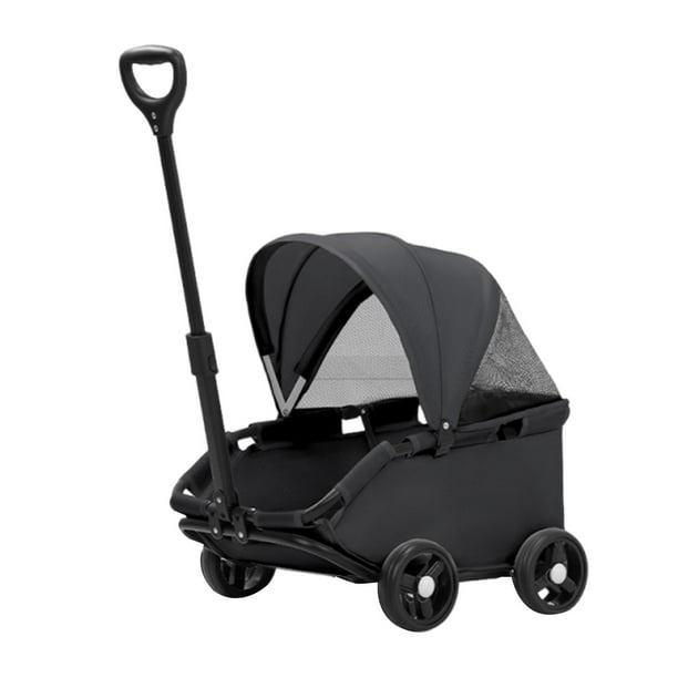Cochecito de viaje para mascotas, plegable, para cachorros, para perros y gatos, parasol negro