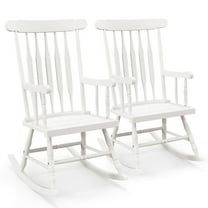 Costway Set of 2 Wood Rocking Chair Glossy Finish White
