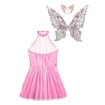 thumbnail image 6 of Zaldita Women's Halloween Fairy Costume Shiny Metallic Sleeveless Dress with Elf Ears And Butterfly Wings Pink XXL, 6 of 7