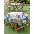 thumbnail image 4 of Outdoor Tablecloth with Umbrella Hole for Patio/Picnic/Party/Camping, Blue Starfish Coastal Waterproof Table Cloth Round Cover Washable, Eucalyptus Summer Nautical Shell Ocean (Dia 54"), 4 of 8