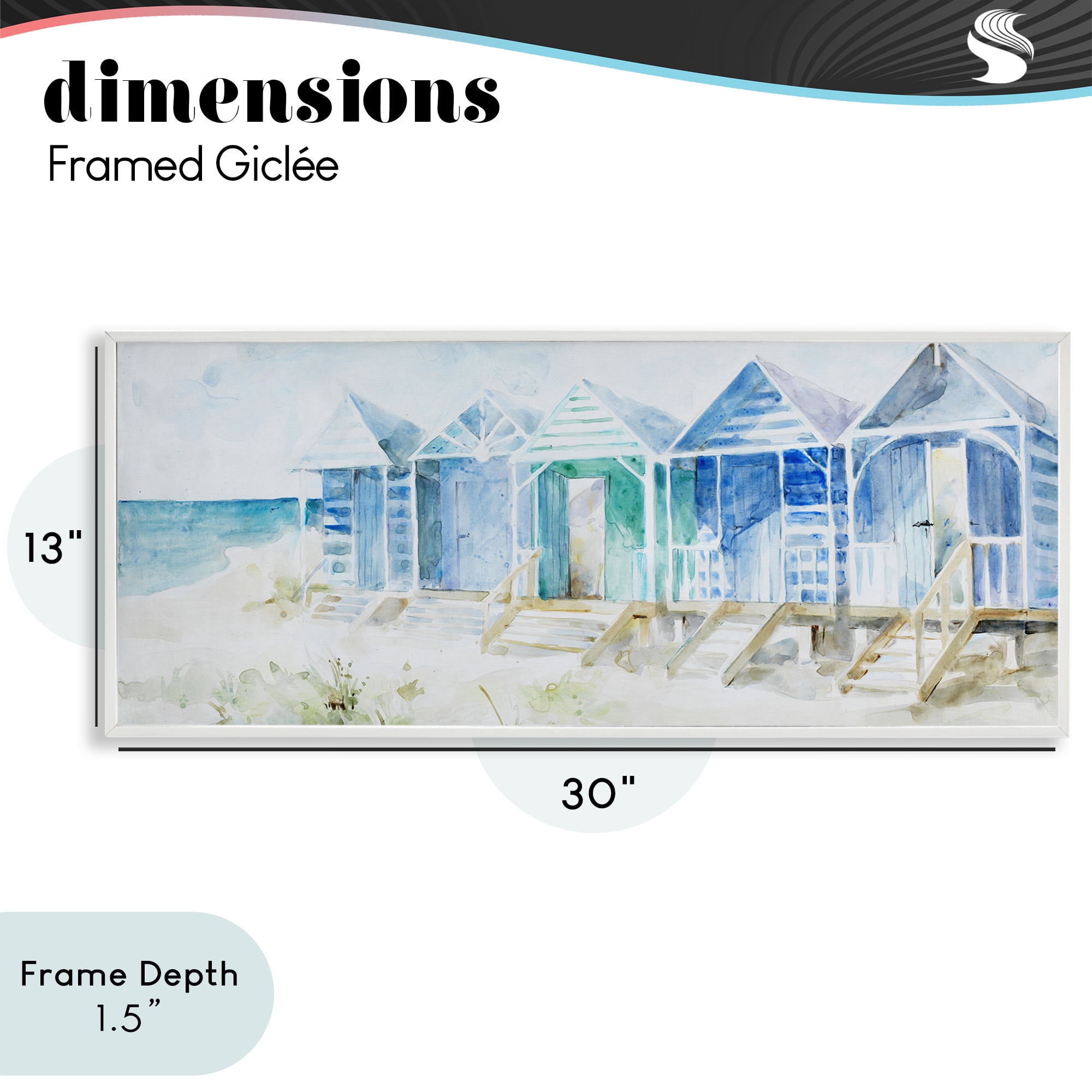 Stupell Industries Beach Cabins in a Row White Framed Giclee Art, design by Lorenzo Collective