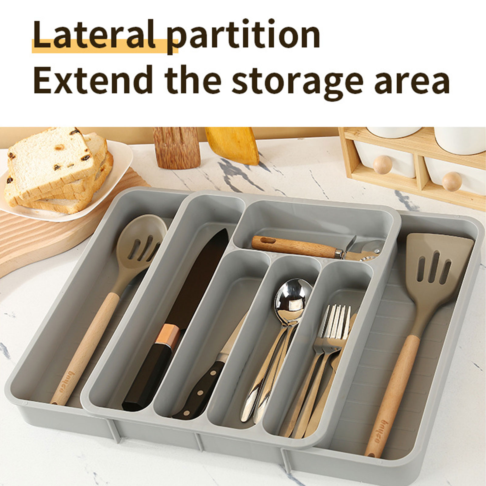 Silverwares Drawer Organizers Expandable Utensils Holder Cutlery Tray Adjustable Tablewares Dividers Storage Fork