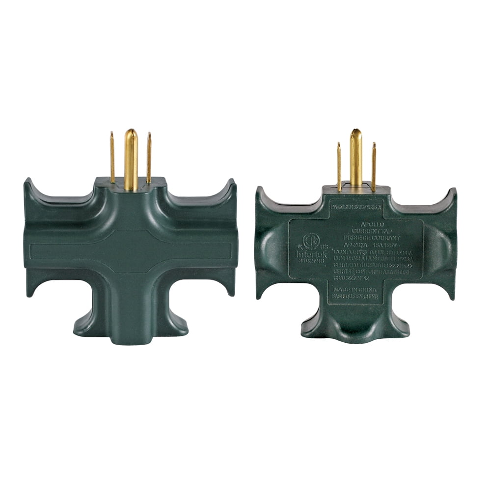 Hyper Tough Heavy Duty 3-Outlet Indoor Use Grounded Adapter, Green