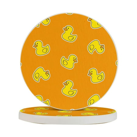 

Circular Drink Coasters Set Yellow Ducks Beautiful Home Decor Diatomite Heat-Resistant Diatomite Protect Table Countertop