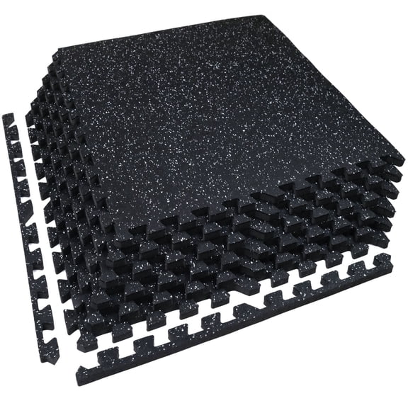 AIRHOP 0.79in Thick 24 Sq Ft Exercise Equipment Mats, 6 Tiles Upgraded Rubber Top with High Density EVA Foam, Large Interlocking Puzzle Gym Flooring for Home Gym,Black&White