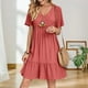 thumbnail image 3 of Vestido de verano Gchanao 2025, manga corta, cuello en V, rojo, talla M, 3 of 3