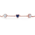 thumbnail image 2 of Gem Stone King 1.80 Ct Sky Blue Aquamarine Blue Created Sapphire 18K Rose Gold Plated Silver Bracelet for Women, 2 of 4
