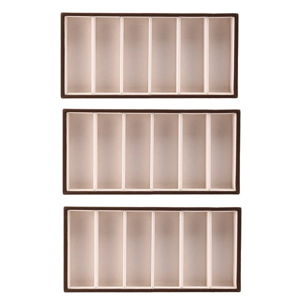 3X Vitrina de 6 Anteojos, Caja de Almacenamiento de Gafas de Sol, Gafas, Soporte de Bandeja de Exhibición, Bandeja de Joyería, Franela Superior Interior.