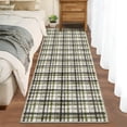 thumbnail image 2 of Garvee 2x6 Geometric Striped Runner Rug, Machine Washable Plaid Rugs With Non-Slip Backing Low Pile Stain Resistant Indoor Carpet for Hallway Kitchen Entryway Bathroom, Green, 2 of 8