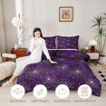 thumbnail image 3 of Manfei Watercolor Cobweb Star Twin Comforter Sets 2pcs, Glitter Halloween Spider Web Pattern Bedding Set, Purple White,Black Reversible,1 Comforter and 1 Pillowcase, 3 of 6
