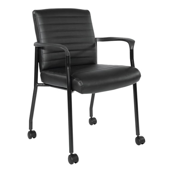 Guest Chair with Black Faux Leather and Black Frame