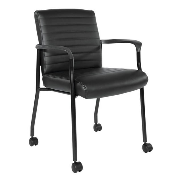 Chaise d'Invité avec Similicuir Noir et Cadre Noir