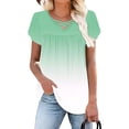 thumbnail image 7 of Charella Tops for Women Trendy Cross V Neck Petal Short Sleeve Pleated Flowy Shirts Casual Gradient Color Basic Tee (XL, White), 7 of 7
