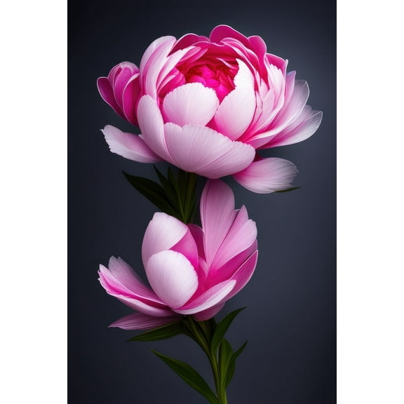 Pink Peonies with Dark Background Photo - 12" x 18" Art Print Wall Decor