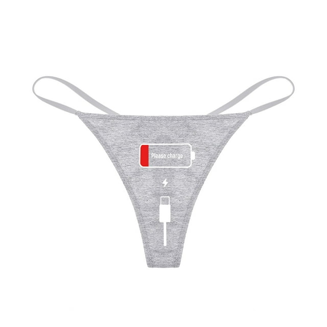 Sexy G-String Thongs for Women Cotton Panties T-back Tangas Charging Pattern Sticker Low Rise Underwear