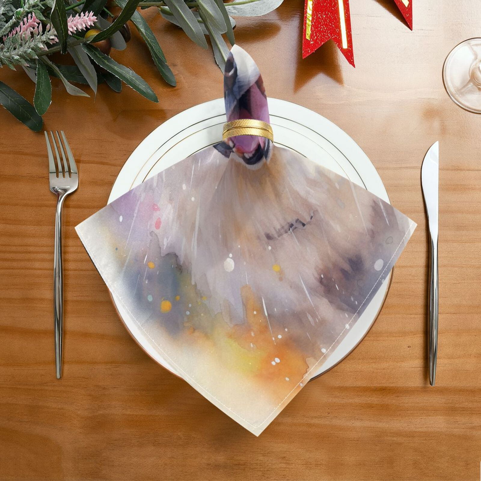 JSTEL Samoyed Dog Cute Cloth Napkins Set of 6, 20x20 Inch Washable and Reusable Napkin for Decoupage Dinner Party Everyday Use
