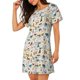 thumbnail image 2 of Fotbe Dogs Funny Pets Bata de Dormir para Mujer con Estampado, Camisón de Algodón de Manga Corta, Ropa de Dormir Casual, 2 of 6