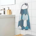 thumbnail image 3 of Yayeee 2 Pack Hand Towels for Bathroom 100% Cotton 16" x 28" Soft Absorbent Kitchen Towel, Dark Blue Hexagon Patterns, 3 of 7